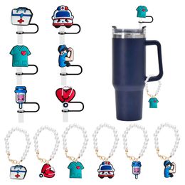 Keychains Lanyards 2Pcs Stanley Charms St Er - Faux Pearl Nurse Charm Accessories For Cup And Simple Modern Tumbler With Handle Sile