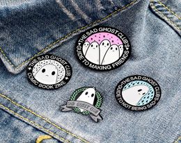 Sad Ghosts Club Cute Small Funny Enamel Brooches Pins for Women Demin Shirt Decor Brooch Pin Metal Kawaii Badge Fashion Jewelry6317895