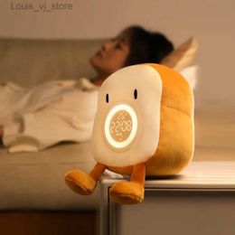 Lampade da tavolo LED Peluche Toast Sveglia Luce notturna Orologio elettronico digitale Lampada da tavolo dimmerabile ricaricabile tramite USB Decorazione da comodino YQ240316