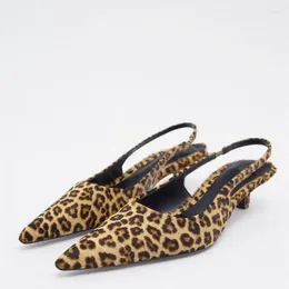 Casual Shoes 2024 Summer Fashion Ladies Flat Slingback Sandals Leopard Print Low Heel Beach