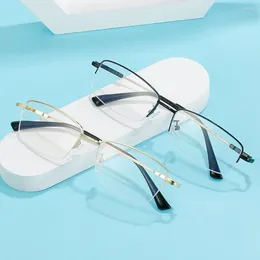Sunglasses Metal Square Half Frame Blocking Blue Light Men Women Student Myopia Glasses With Degree Reading Eyeglasses Eyewear -0.5 - -5.00
