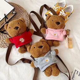 Bear Girl Crossbody Bags Kids Coin Purse Student Women Cinnamoroll Bag Single Shoulder Bag Plush Doll Bag Children Handbag 240314
