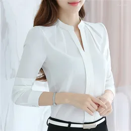 Women's Blouses Fashion Woman Blouse Elegant And Youth Stand Collar Loose Long-sleeved White Chiffon Shirt Korean Style Clothes