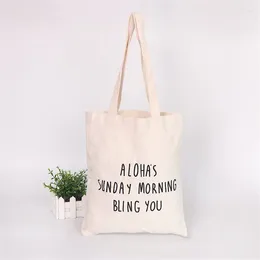 Shopping Bags 35 38cm Canvas Tote Bag Eco Daily Use Foldable Handbag Large Capacity Letter Printed Cotton For Women Female