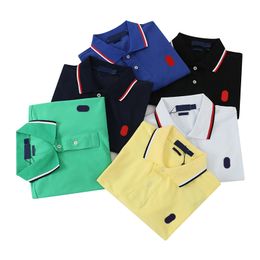 Quality Brand Pony embroidery polo shirts Men's polo shirts designer ralphs polos stripe standing Embroidered teddy bear collar cotton fashion mens women polo