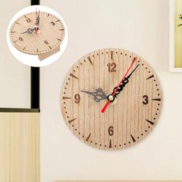 Wall Clocks Small Clock Vintage Decor Bedroom Silent Decorate Round Shape Wood Hanging Office Non Ticking Home