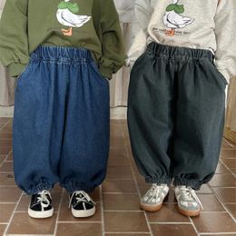 Trousers Children Clothing Kids Casual Denim Pants 2024 Spring Fashionable Jeans Boys And Girls Baby Loose Korean Style Bloomers