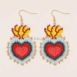 Dangle Chandelier Go2boho New In Handmade Beaded Earring For Women Fashion Jewellery Miyuki Heart Pendant Stainless steel Plated Gold Eardrop 24316