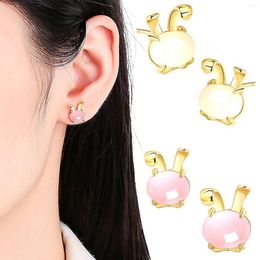 Stud Earrings Korean Cute Animal for Women Exquisite Zircon Imitation Pearl Carrot Earring Party Wedding Jewellery