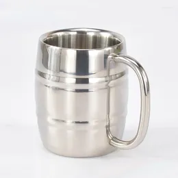 Mugs 450ml Stainless Steel Beer Cup Outdoor Camping Western Tea Coffee With Handle Insulated Portable Water Drinkware