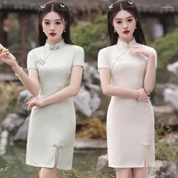 Ethnic Clothing Style Cheongsam Women's Modified Summer 2024 China-Chic Young Girls' Chinese Dress Short Qipao