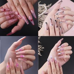 Factory Outlet Super Long Coffin Nails Girl Ballet False Nails Finished Nail Art New Year Fake Nail 1Set/24Tips All for Manicure Expensive gel nail tips