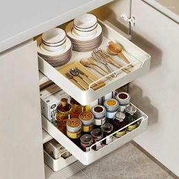 Storage Bottles Kitchen Cabinets With Slide Rails Free Of Installation Tray Cabinet Dish Rack Pull-out Spice Holders
