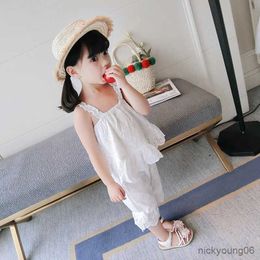 Clothing Sets Girls Suit Flower Sling Top Plus Middle Pants 2021 Summer New Fashion ChildrenS Clothing Sets