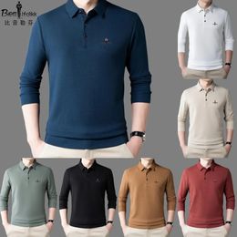 Embroidered BIEM.L.FDLKK mens long sleeved Polo shirt brand T-shirt Waffle business casual shirt high-end mens clothing 240312