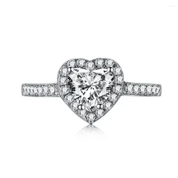 Cluster Rings High Quality 925 Sterling Silver Full Eternity Cz Tiny Engagement Ring Love Heart Wedding