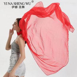 Stage Wear Solid Colour Oversized Dance Scarf Women's Sun Protection Shawl Beach Towel Red Chiffon Belly Practise Hand Veil 1pc