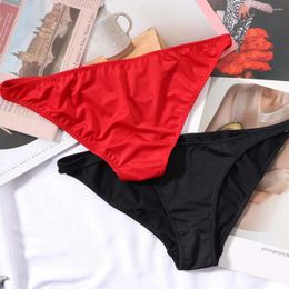 Women's Panties Breathable Men Half-covered Buttocks Low Waist Unisex Ladies Solid Colour Triangle Thong Milk Silk