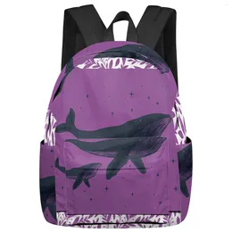 Backpack Leaf Star Whale Purple Women Man Backpacks Waterproof Travel School For Student Boys Girls Laptop Book Pack Mochilas