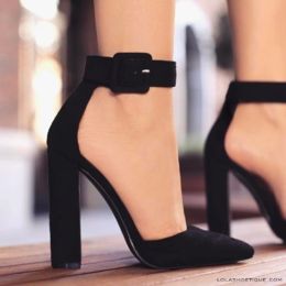 Boots 2019 Woman Shoes Ankle Strap Platform Sandals Woman High Heel Pointed Toe Shoes Woman Black Heel Pumps Summer Lady Footwear