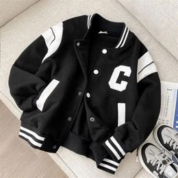 Jackets Spring Green Black Letter Baseball Jacket Baby Boys Fashion Clothes For Teen Kids Cardigan 3 To 12 Children Casual Outwear Coats