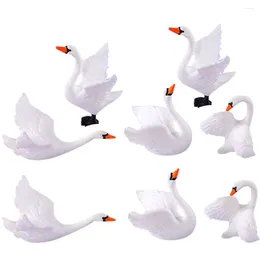 Garden Decorations 8 Pcs Swan Micro Landscape Decoration Ornament Mini House Decors Figure Table Models Potted Plant