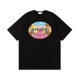 rhude shirt short sleeves designer mens shirts rhude hight quality shirt clothes summer luxury cotton letter printing beach style teesQ15S