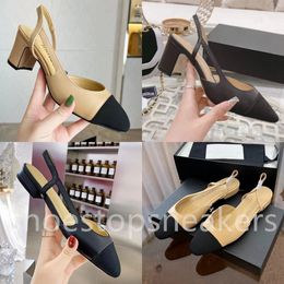 Luxury Sandal Heel Lace up Sandals High Quality New Designer Rounded Toe Thick Heels Sandals Female Metal Decoration Leather High-heeled Sandal Flat Sandal Size 35-42