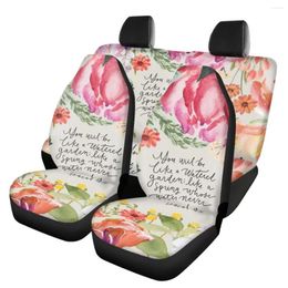 Car Seat Covers Poetry Bible 3D Pattern Interior Seats Protector Universal Auto Full Set Accessories
