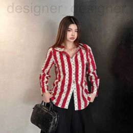 Women's Blouses & Shirts Designer Red and White Clash Stripes Full Printed Fashion Elegant Christmas New Year Casual 2O75