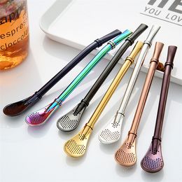 Stainless Steel Straws Coffee stirring spoon Straw Philtre Straw 15.5Cm X 2Cm juice milk tea spoons Drinking Straws LT845