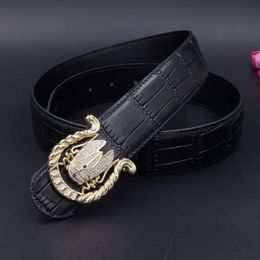 Elegant black diamond Cicada animal men designer belt crocodile leather new fashion luxury glittering 3d smooth buckle 125cm327f