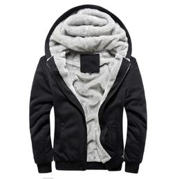 Fleece Hoodies Thick Hooded Mens Winter Warm Coats Casual Cotton Jackets And Bomber Sportswear Plus Size 240307