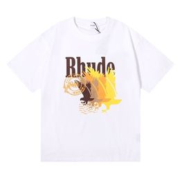 Rhude Shirt Luxury Brand Shirt Designer T Shirt Mens Rhude S Print White Black Summer Loose Rhude Shirt Polo Shirt Street Pure Cotton Fashion Youth Shorts Sleev 861