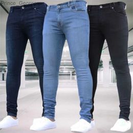 Men's Jeans Man Pants Retro Washing Zipper Stretch Jeans Casual Slim Fit Trousers Male Plus Size Pencil Pants Denim Skinny Jeans for MenL2403