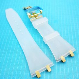 27mm Clear Color Rubber Strap 18mm Gold Steel Strainless Folding Strap for AP Royal Oak 15400 15390 39mm 41mm Models Watch2414