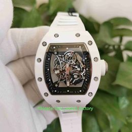 Selling Top Quality Watches 42mm x 50mm RM055 Skeleton Ceramic Bezel Transparent Hand-winding RMUL3 Mechanical Automatic Mens 206Z