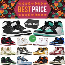 With Box jumpman 1 1s basketball shoes for men women sneakers Reverse Panda Satin Bred Patent Dark Mocha mens trainers sports