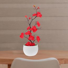 Decorative Flowers Artificial Potted Plant Simulation Flower Decors Faux Plum Arrangement Fake Bouquet Of Blossom For Home Decorations