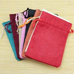 Jewellery Pouches 9 12cm10pcs/lot Colourful Packaging Jute Bag Eco-friendly Linen Drawstring For Small Business With Logo Fast Delivery