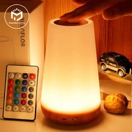 13 Colour Changing Night Light RGB Remote Control Touch Dimmable Lamp Portable Table Bedside Lamps USB Rechargeable 240301