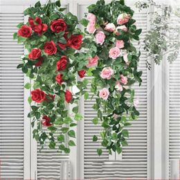 Decorative Flowers Garland Vine Silk Hanging Garden Decor Artificial Plant Fake Rose