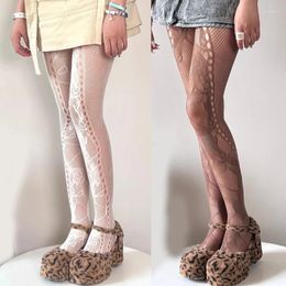 Women Socks Hollowed Out Flower Patterned Pantyhose Sexy Fishnet Mesh Tights Leggings