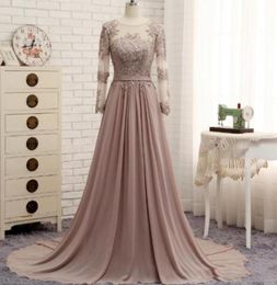 Lovely Formal Custom Made Mother Of The Groom Bride Dresses Chiffon Lace Applique Long Sleeves ALine Dresses Mother Of The Bride 7049407