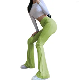 Women's Pants Women Sexy Close-Fitting Flared Solid Colour High Waist Trousers Stretch Thread Span