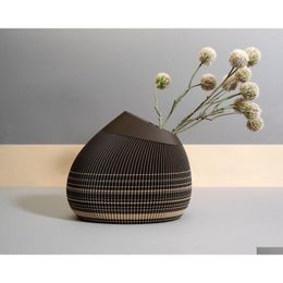 Vases Unique 3D Minimalist Japandi Vase For Dried Flower - Modern Interior Decoration Perfect Gift Mom Or Coworker Drop Delivery Home Dhj54