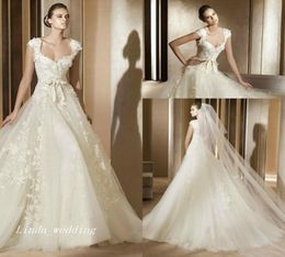 Vintage Elie Saab Ivory Wedding Dresses Beautiful A Line Tulle Applique Lace Women Bridal Party Gowns4998262