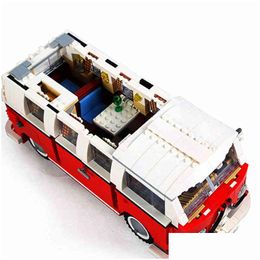 Blocks 1354Pcs Compatible 10220 Technic Series Vw T1 Camper Van Building Blocks Car Model Bricks Bus 21001 Children Toys Set Aa220303 Dh3Ax