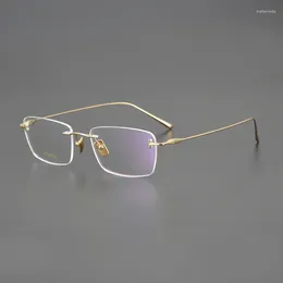 Sunglasses Frames Brand Design Titanium Business Rimless Glasses Frame Men Trendy Rectangle Frameless Eyeglasses Women Ultralight Myopia