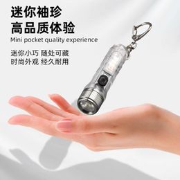 New USB Charging Keychain Mini Portable Warning Magnet Flashlight Outdoor Hat Clip Headlight 430302